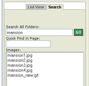 Search panel in Create Listing