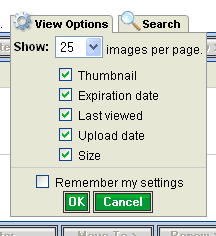 View Options panel